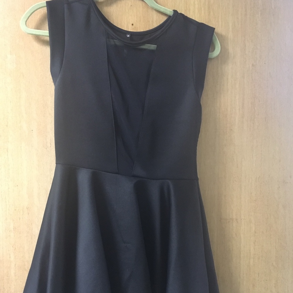 Black mini dress w shear back